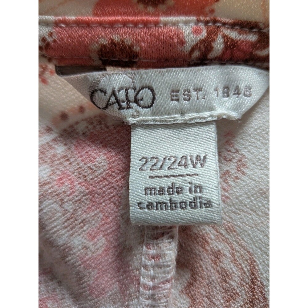 Cato Blouse Womens 22/24W Cream Paisley Floral Ruffle Sleeves Boho Peasant Top - Picture 4 of 11